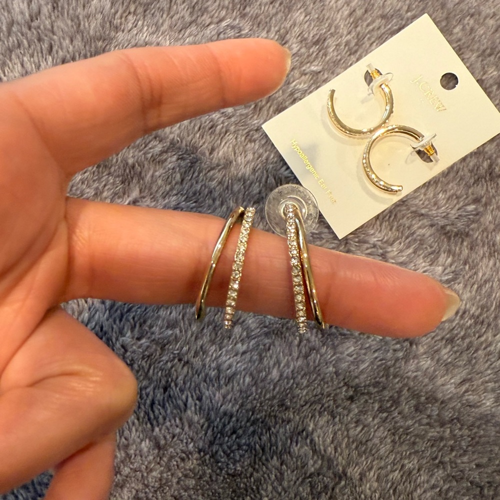 Brand New J.Crew Double Hoop Earrings - Gold